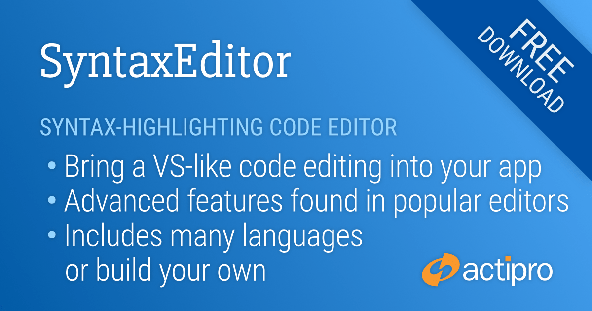Actipro SyntaxEditor WPF syntaxhighlighting code editor control