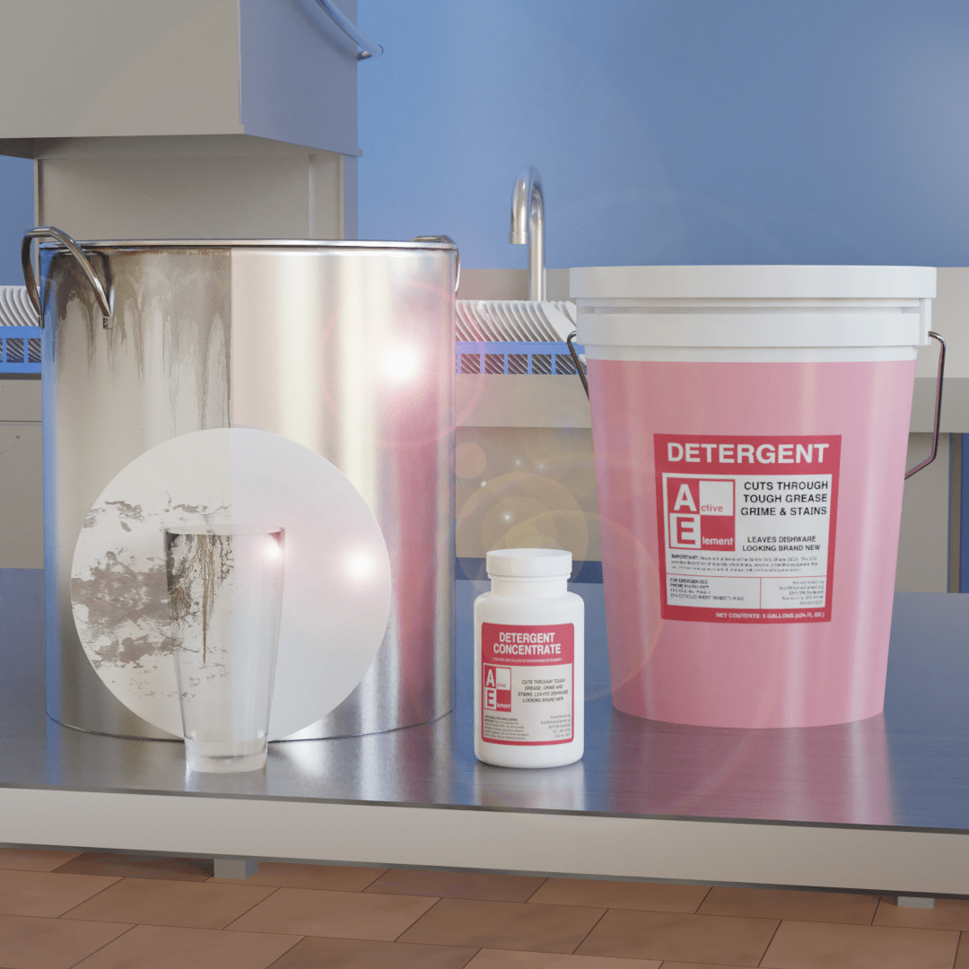 Commercial Dishwasher Detergent, Makes one 5gallon pail Active Element