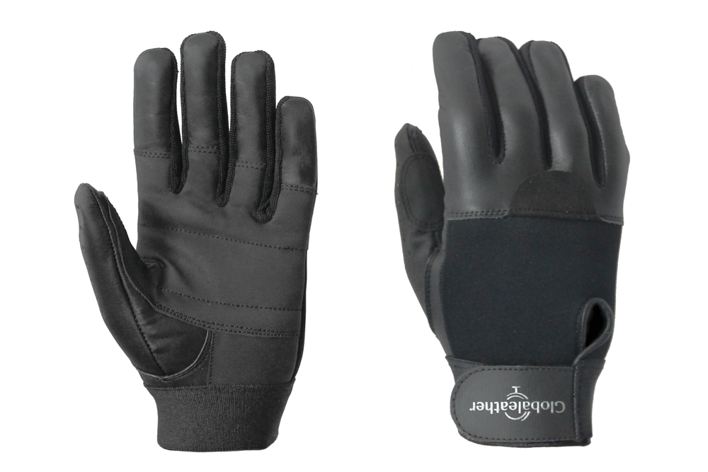 FullFingered Leather And Neoprene Wheelchair Gloves.