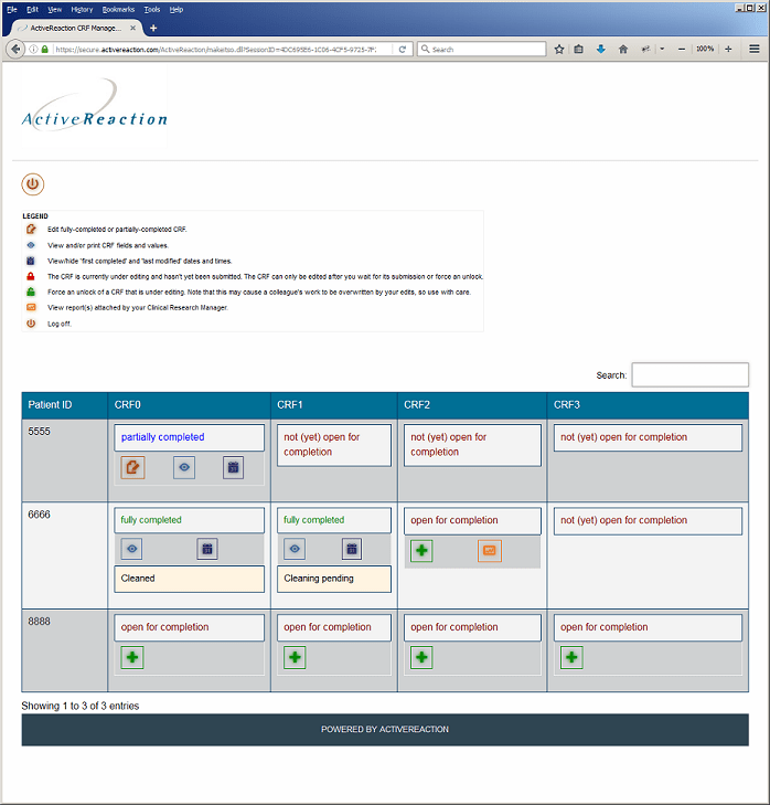 Online clinical trials data capture tools ActiveReaction