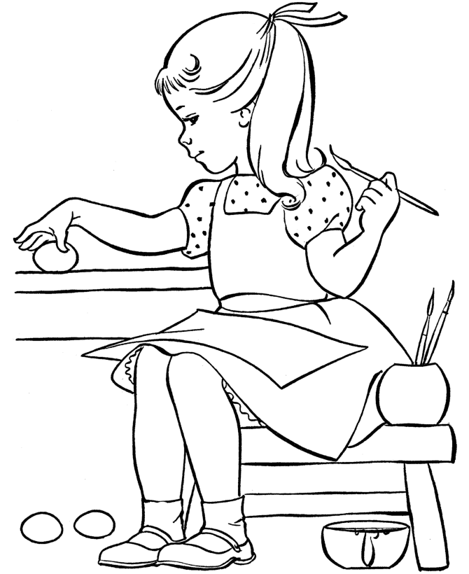Easter Kids Coloring Pages Free Printable painting an egg Easter