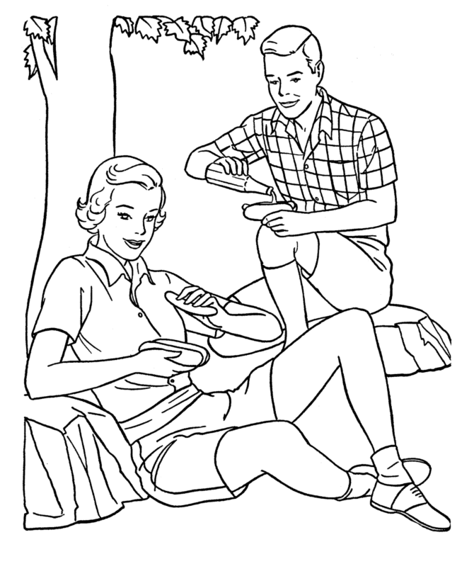 Spring Picnic Coloring Page 16 Spring Coloring Sheets Bluebonkers