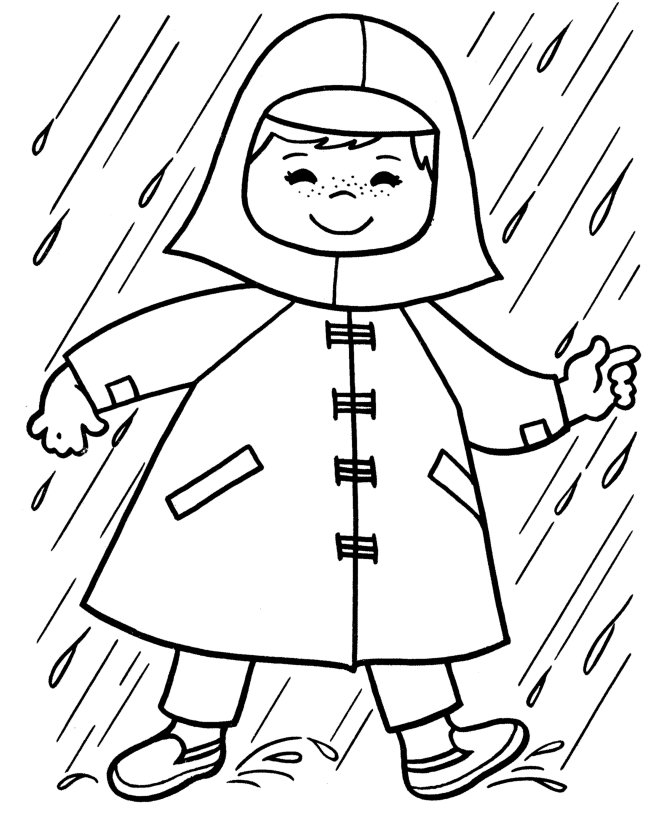 Spring Children and Fun Coloring Page 8 Spring Showers Coloring