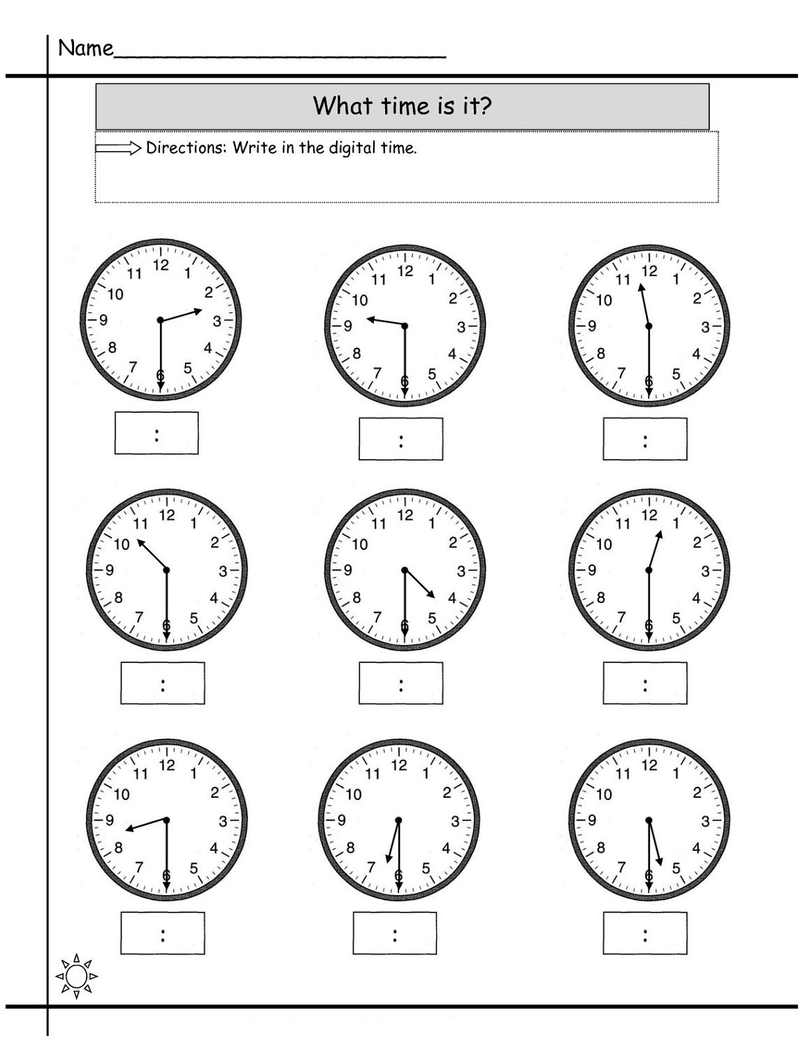 Blank Clock Worksheets