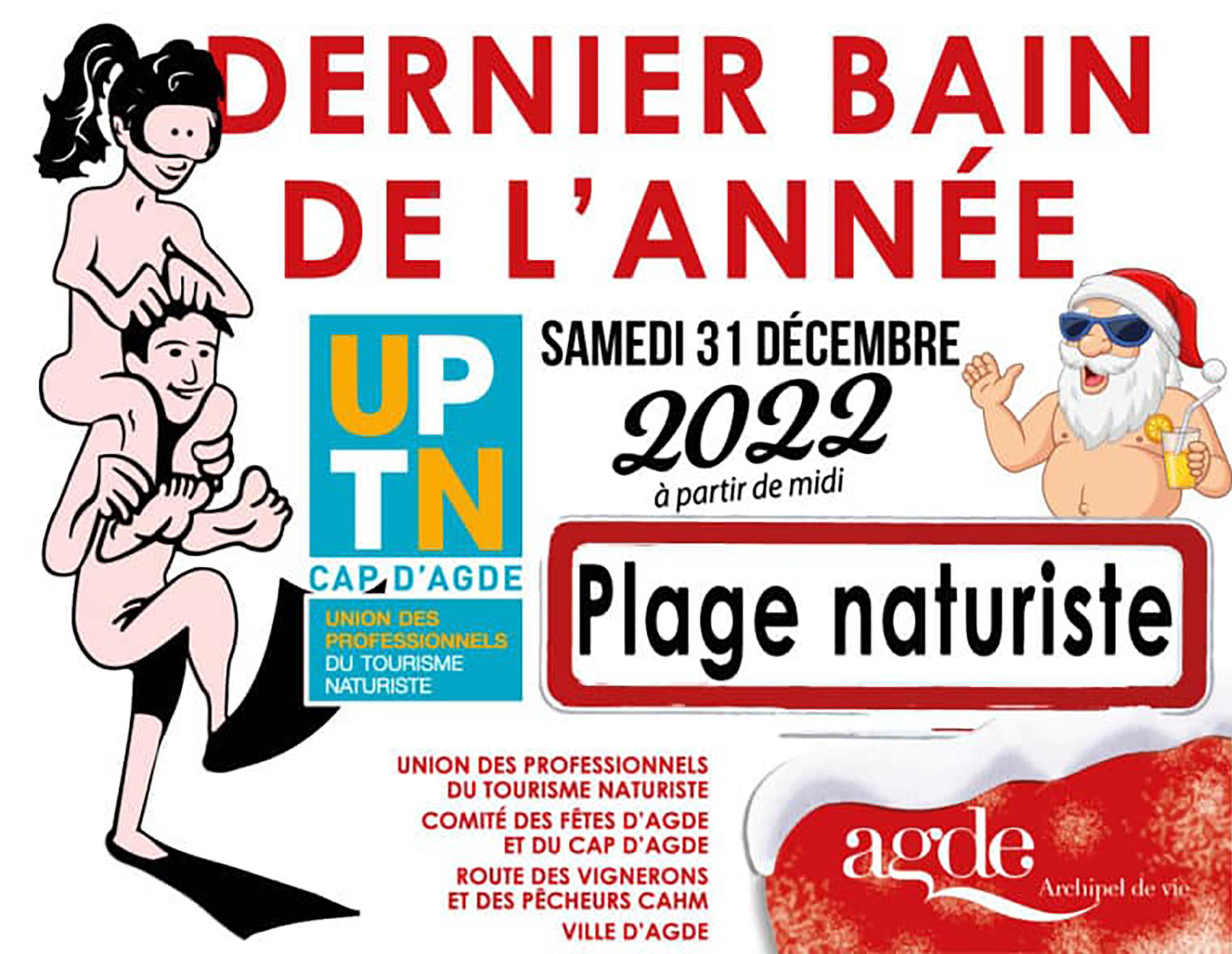 Cap d'Agde 33 ° Bain de Noël Naturiste le 31 décembre L'album