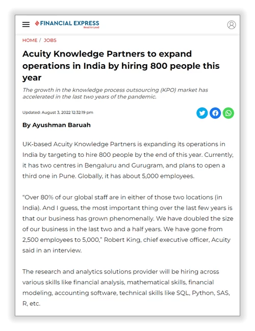 Robert King, CEO, Acuity, featured in an exclusive interview in The
