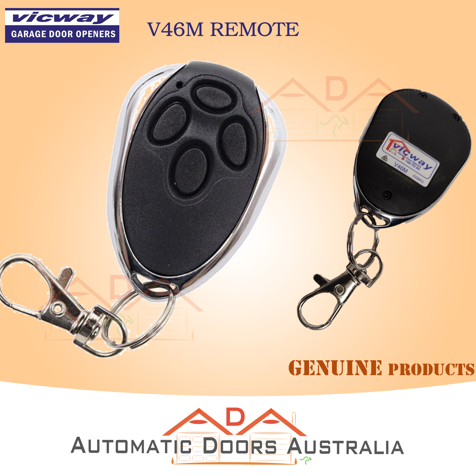 Vicway_V46M Garage Door Remote 433MHz 4 Button Transmitter