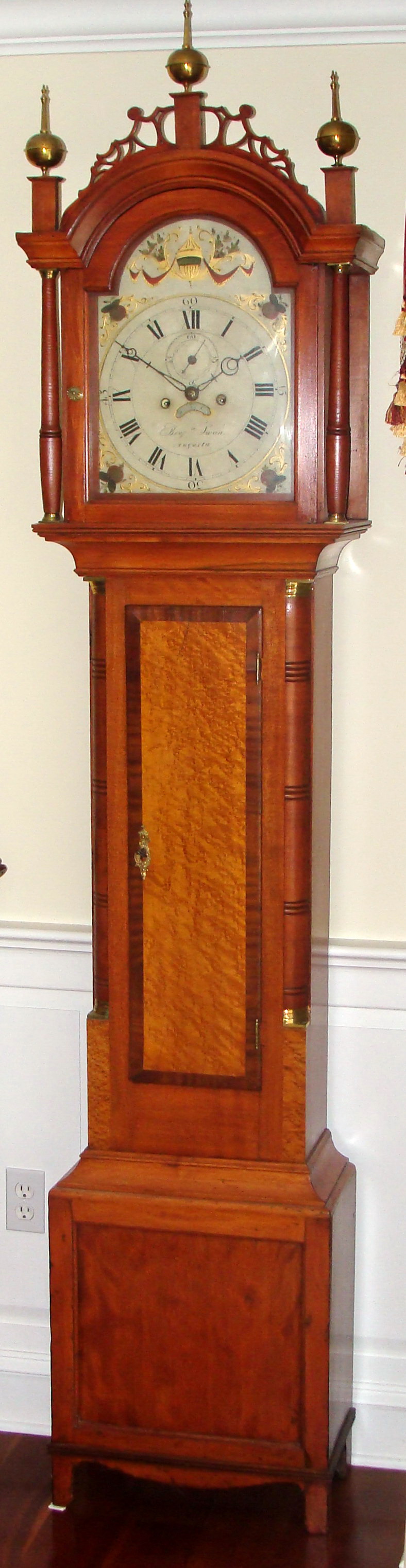 Benjamin Swan Augusta Maine Tall Case Clock Adams Brown Co., Antique