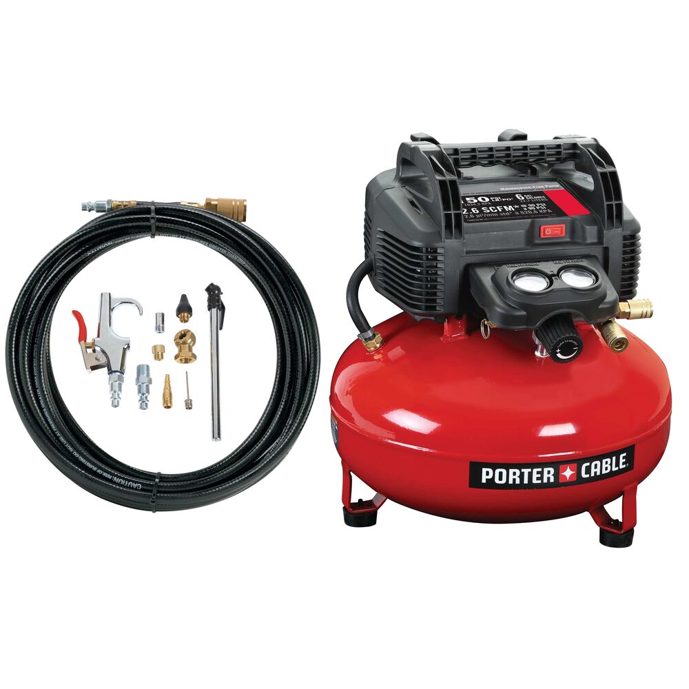 Porter Cable C2002-WK 0.8 HP, 6 GALLON, 150 PSI, OIL-FREE, 2.6 SCFM