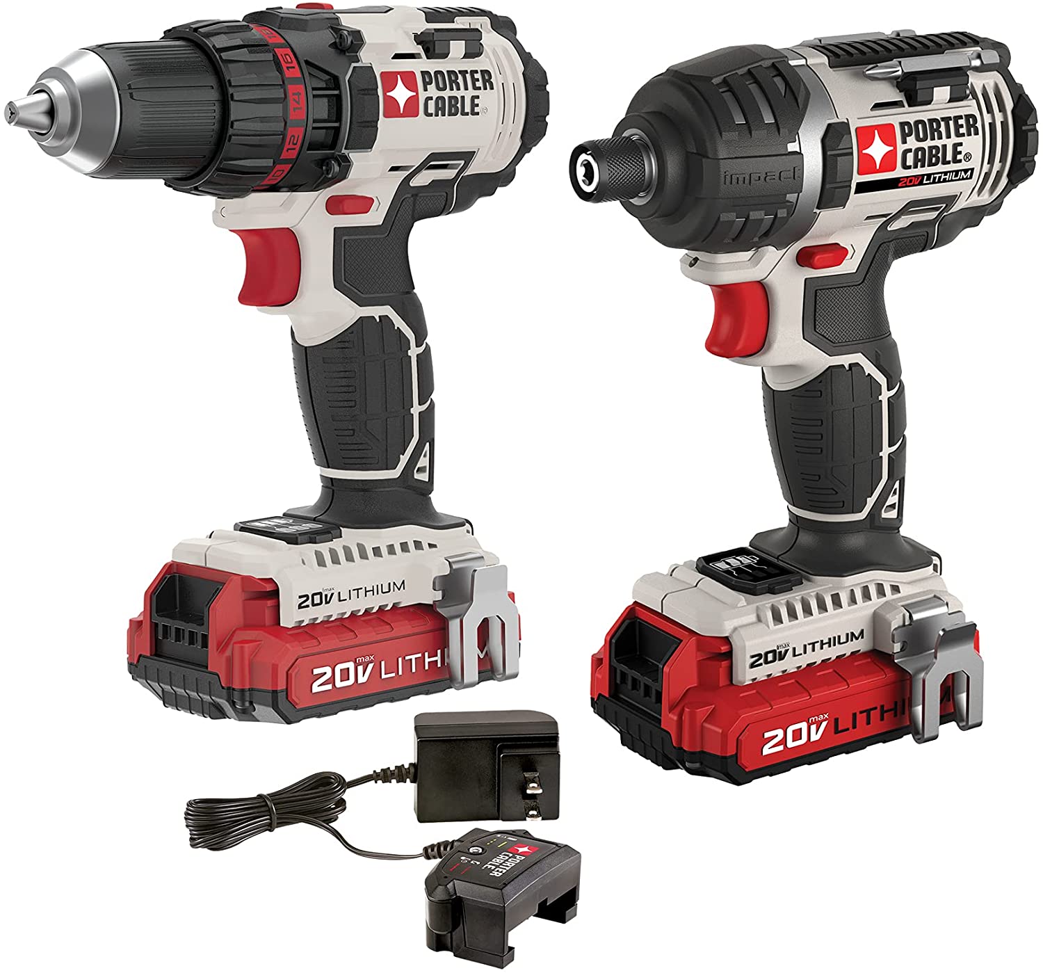 Porter Cable PCCK602L2 20V MAX Lithium Drill / Impact (1.5 Amp Red