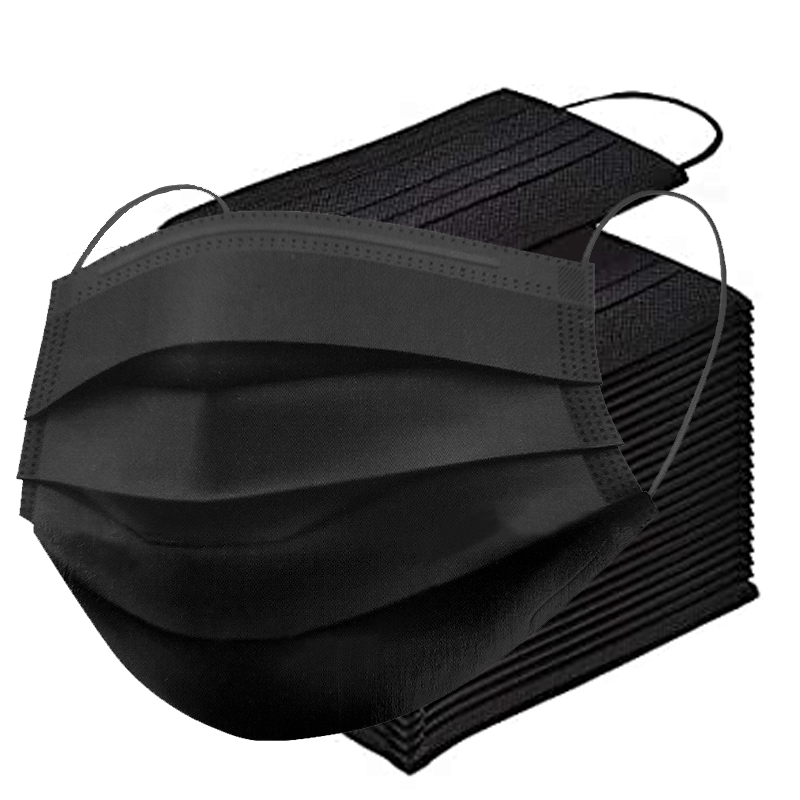 FACE MASKS 50 Pack Black Surgical Masks Face Coverings Adam's