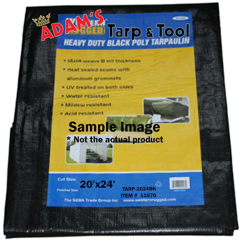 Western Rugged 11670 20’x24′ Commercial Grade 8mil Black Tarp with 14×