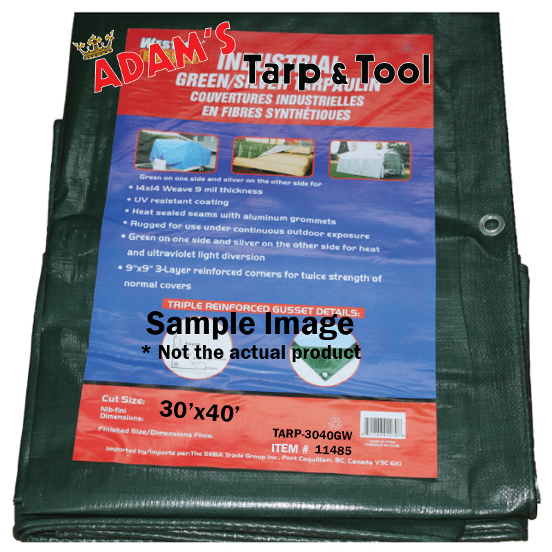Western Rugged 11485 30’x40′ Construction Grade 9mil Green Tarp with 14