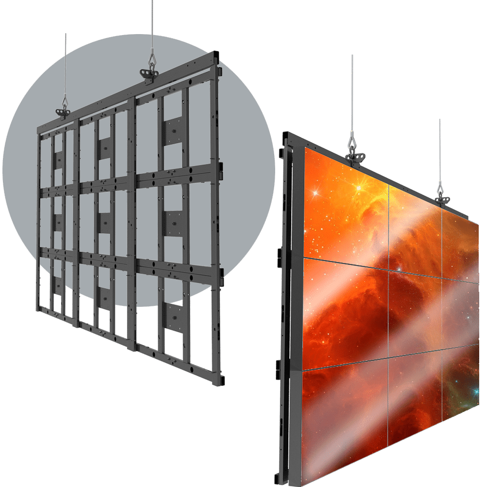HoverGrid™ 3X3Flyable 3X3 Landscape Video Wall Frame System Adaptive