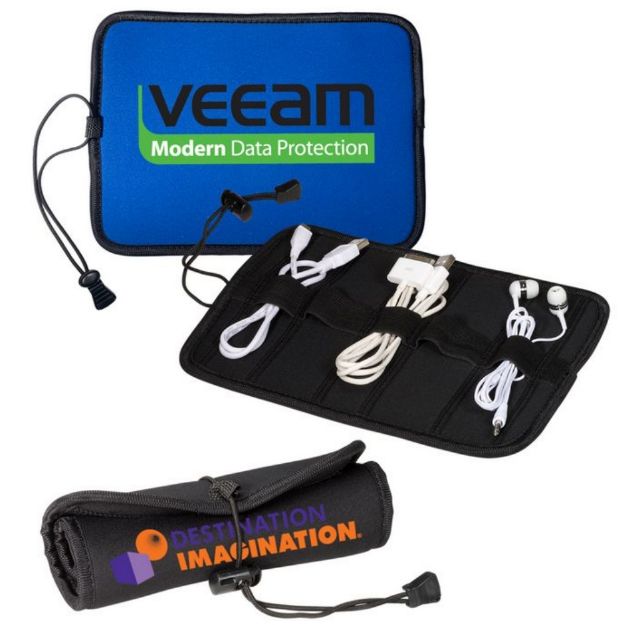 Neoprene RollUp Tech Case Charging Cord Organizer Adco Marketing