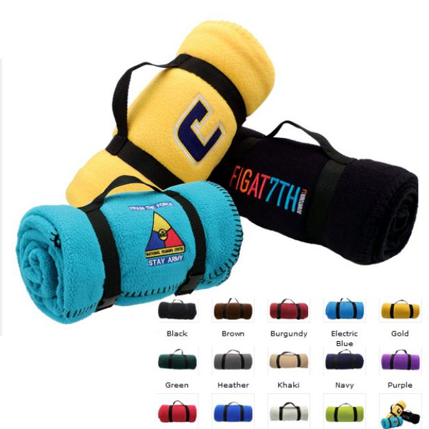 Heavyweight Fleece Blanket Embroidered Fleece Blankets Adco