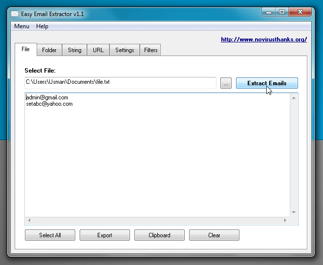 Extract Email Addresses From Files, Folders, URL & Text Snippets Easy