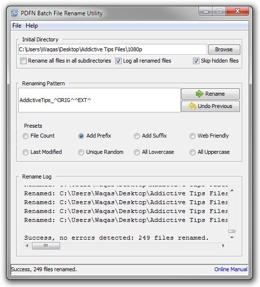 BatchRename Files In Windows Using 8 Different Presets
