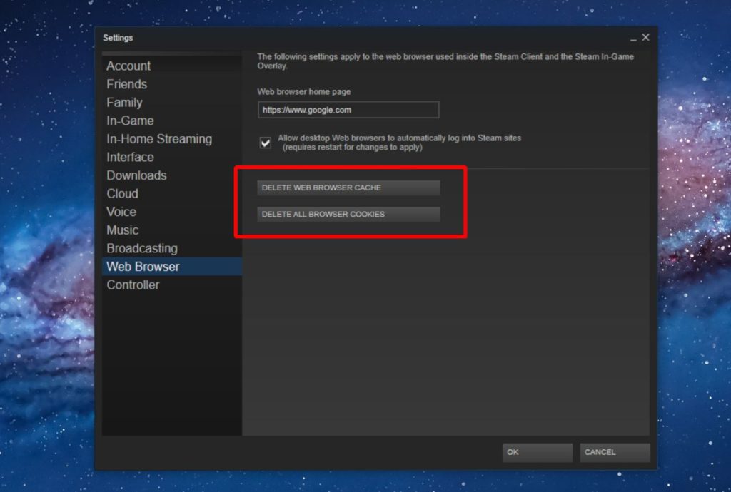 How To Clear The Steam  Browser Cache