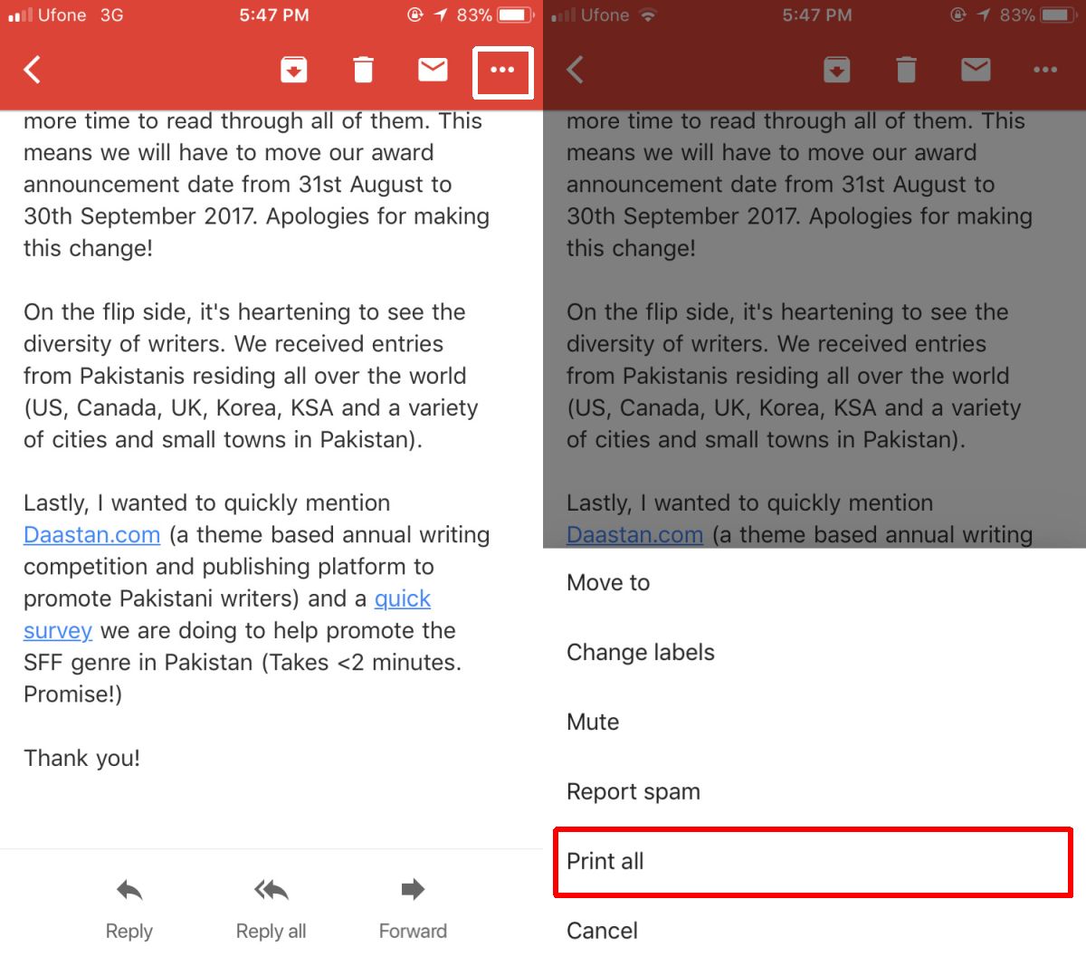 How To Print Emails From Gmail For iOS