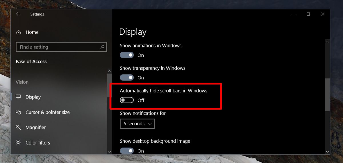 How To Always Show Scroll Bars In Windows 10
