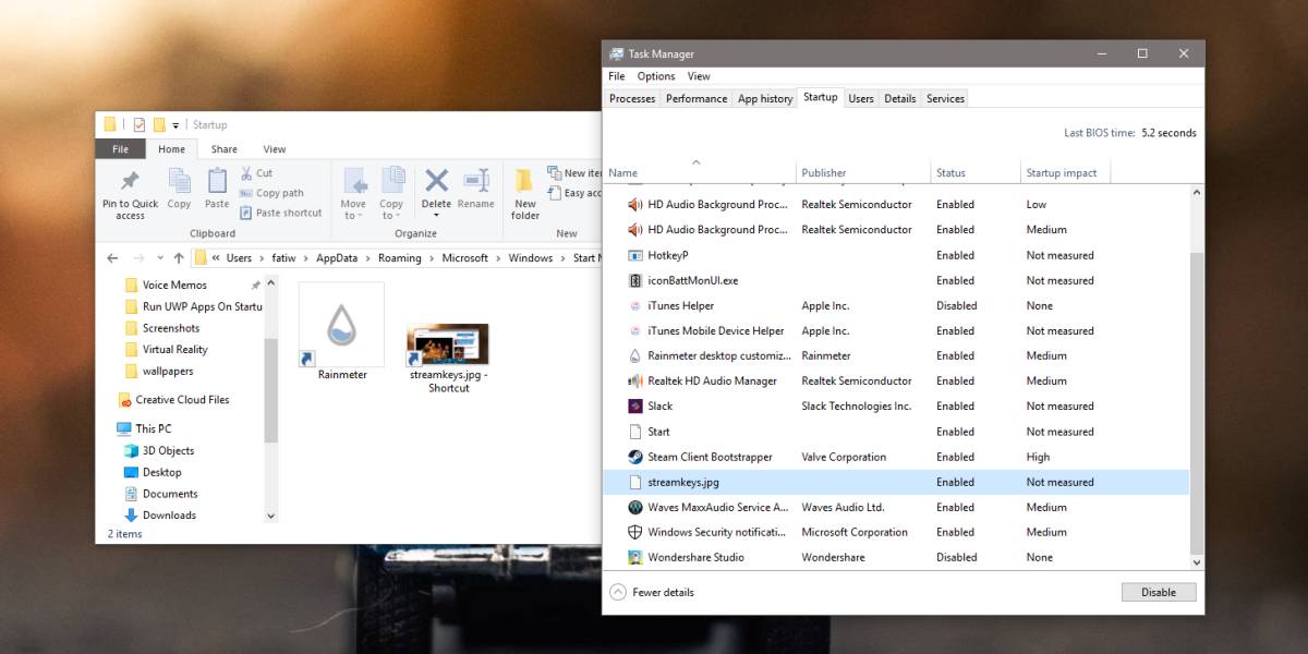 How to open a file on Start up on Windows 10