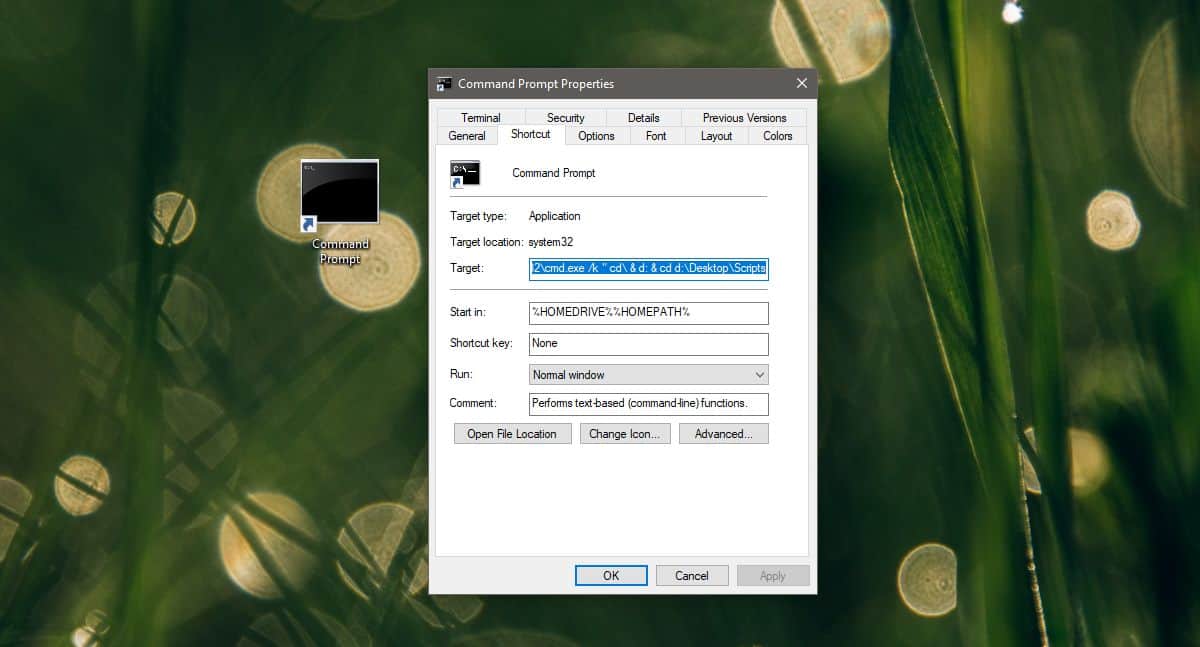 How to create a shortcut to open Command Prompt in a folder on Windows 10