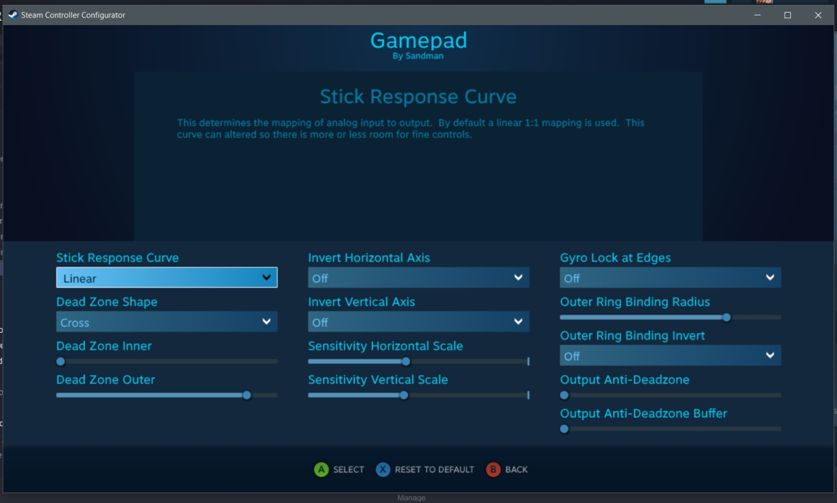 How to set Xbox controller camera sensitivity in Steam