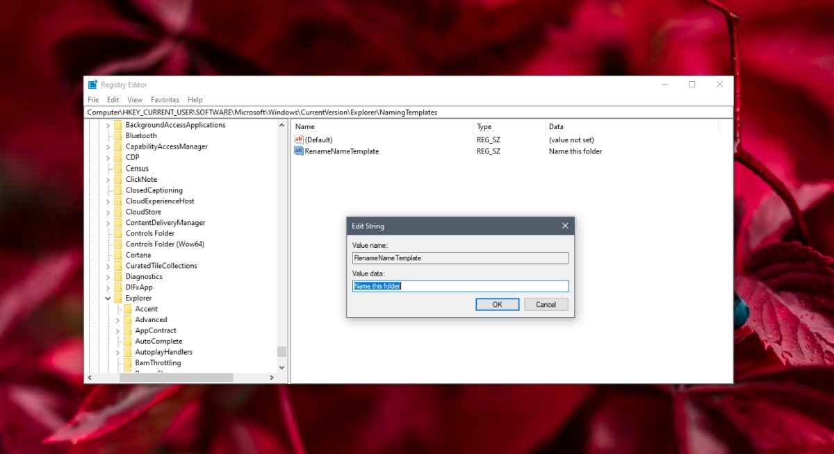 How to change default new folder name on Windows 10