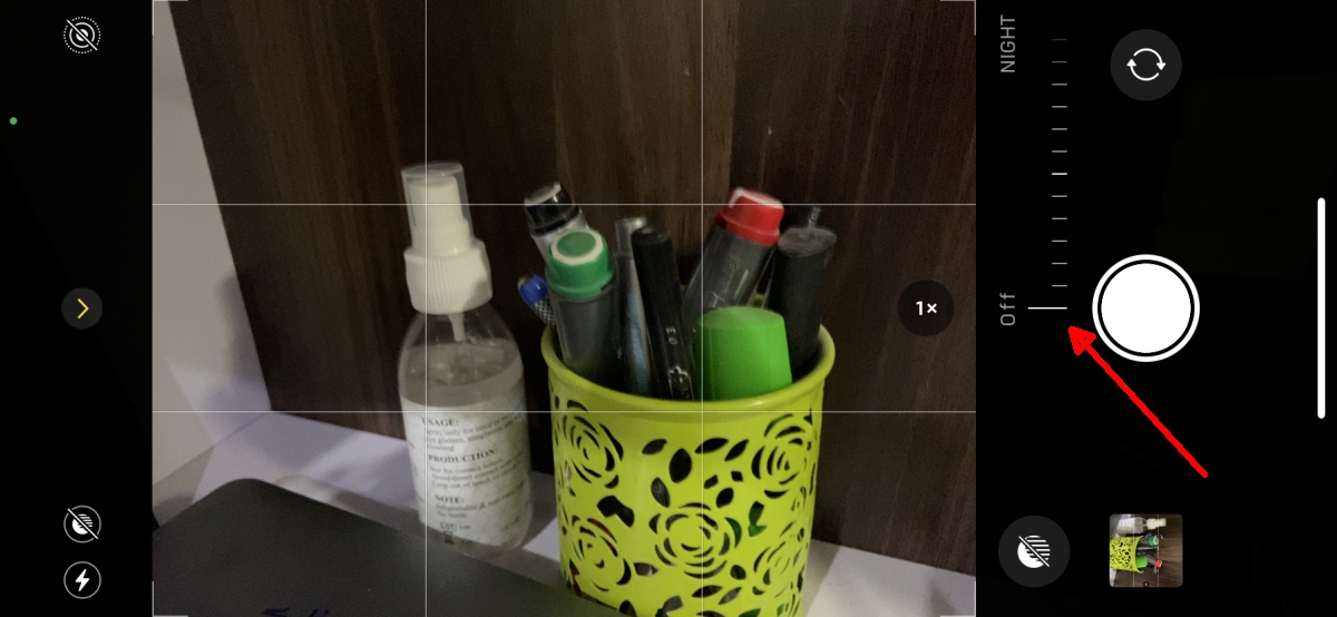 How to disable night mode on the iPhone camera