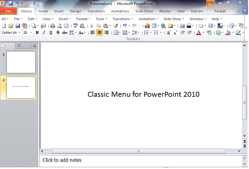 Demo of Classic Menu for PowerPoint 2010, 2013, 2016, 2019 and 365
