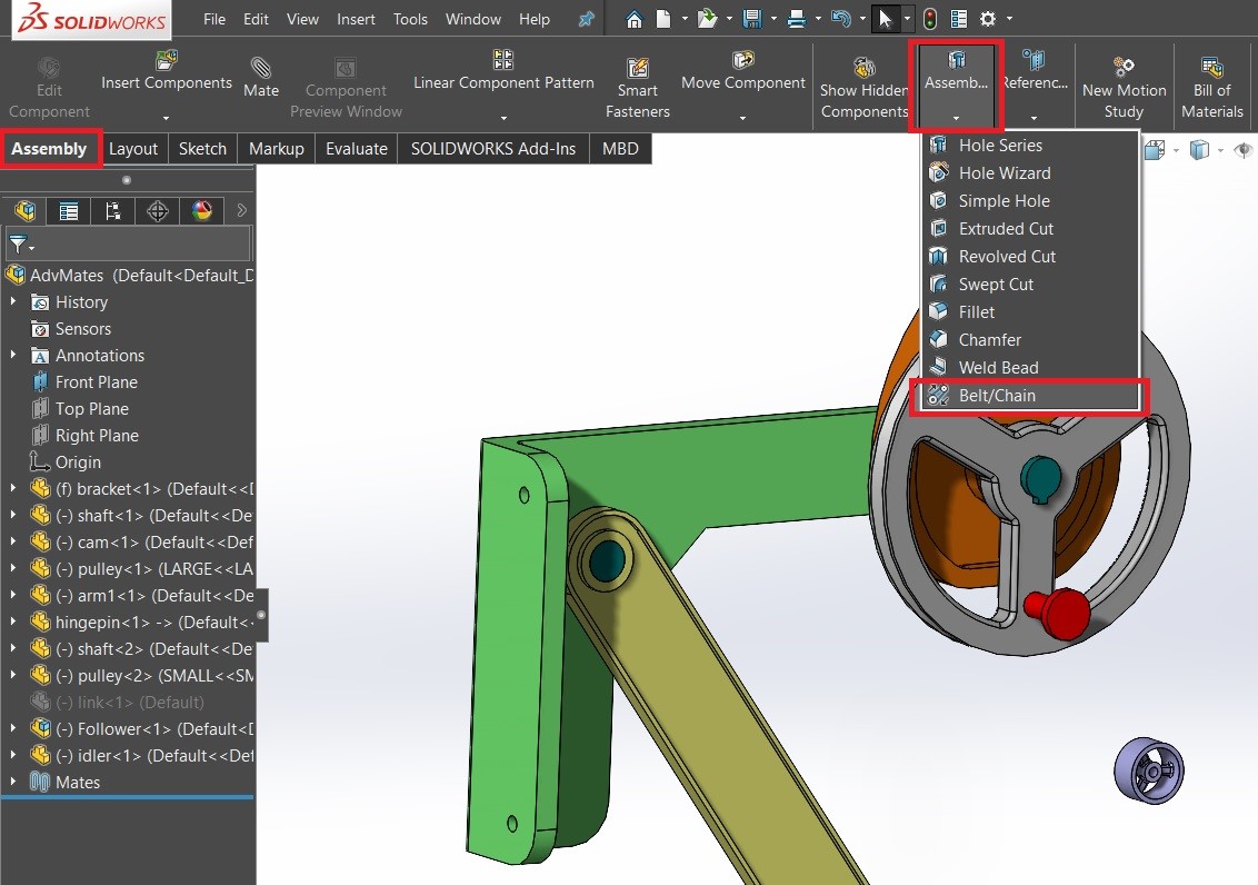 How to Create a Belt/Chain Assembly Feature in SOLIDWORKS? Addonix