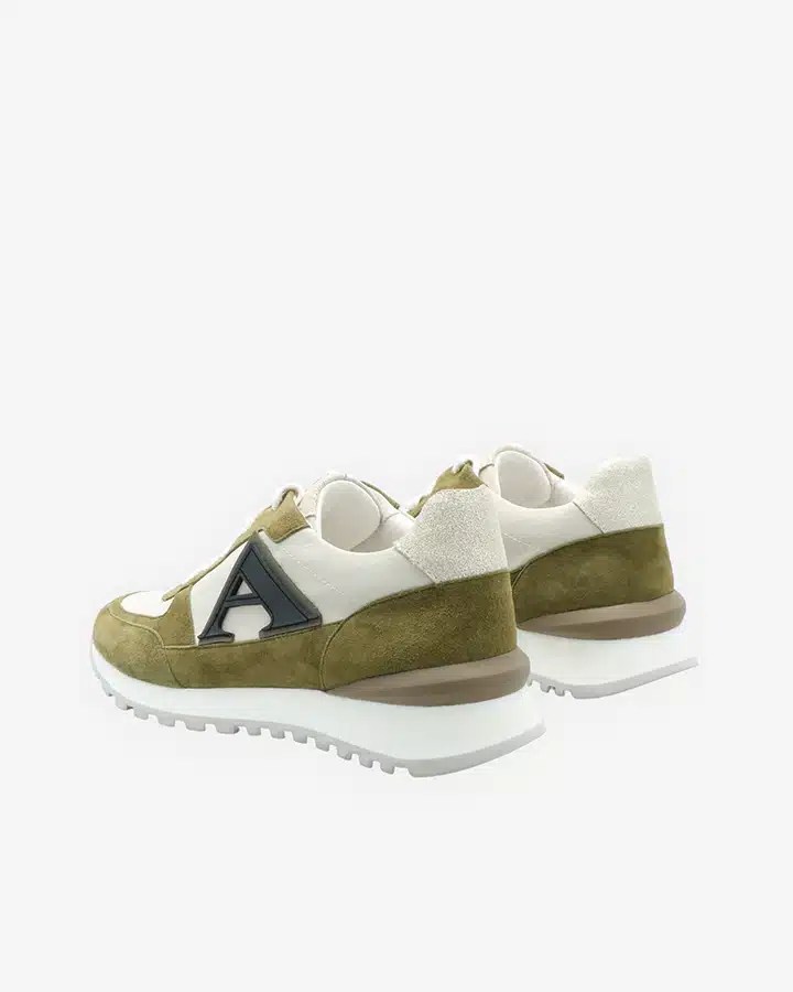 Basket Cuir Toile Femme Kaki Yari Adige Chaussures