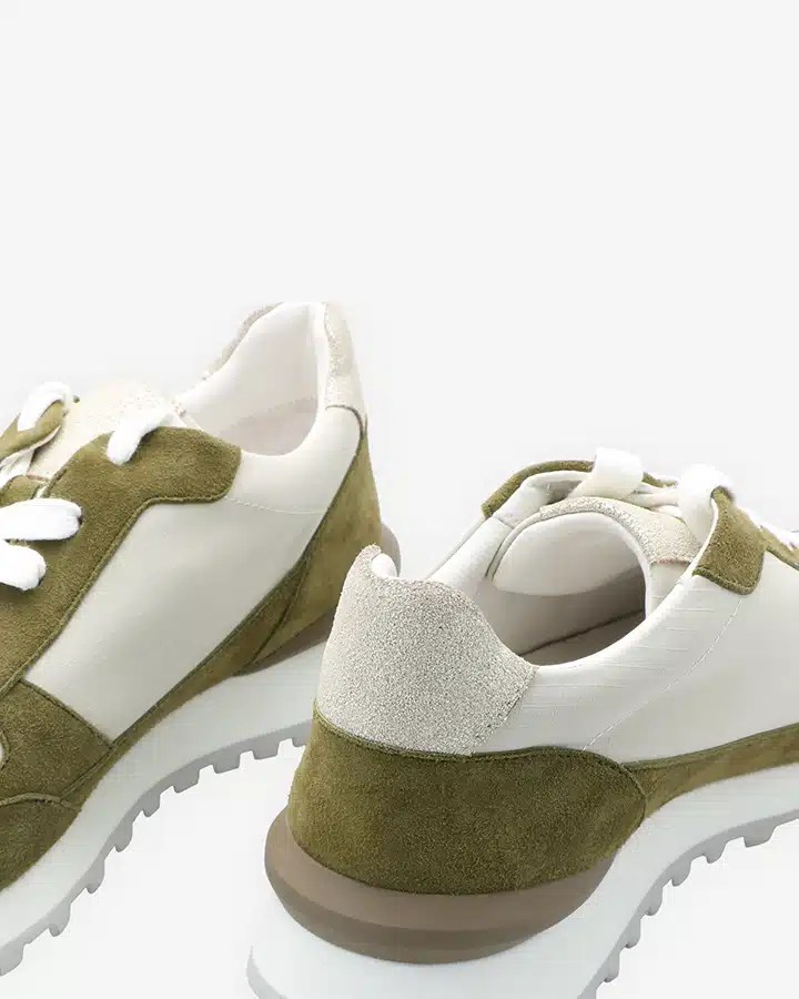 Basket Cuir Toile Femme Kaki Yari Adige Chaussures