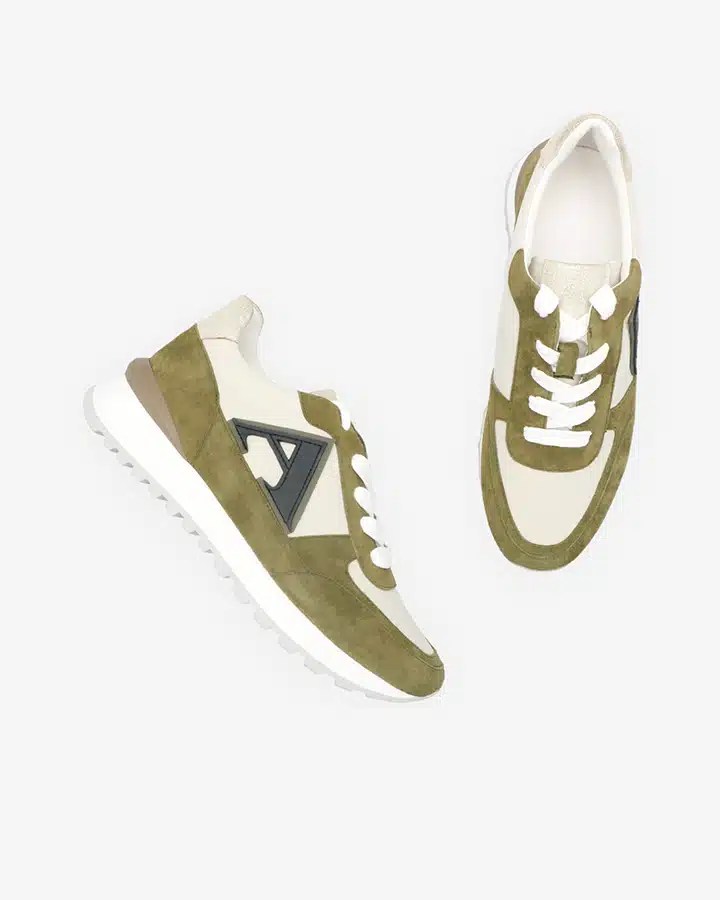 Basket Cuir Toile Femme Kaki Yari Adige Chaussures