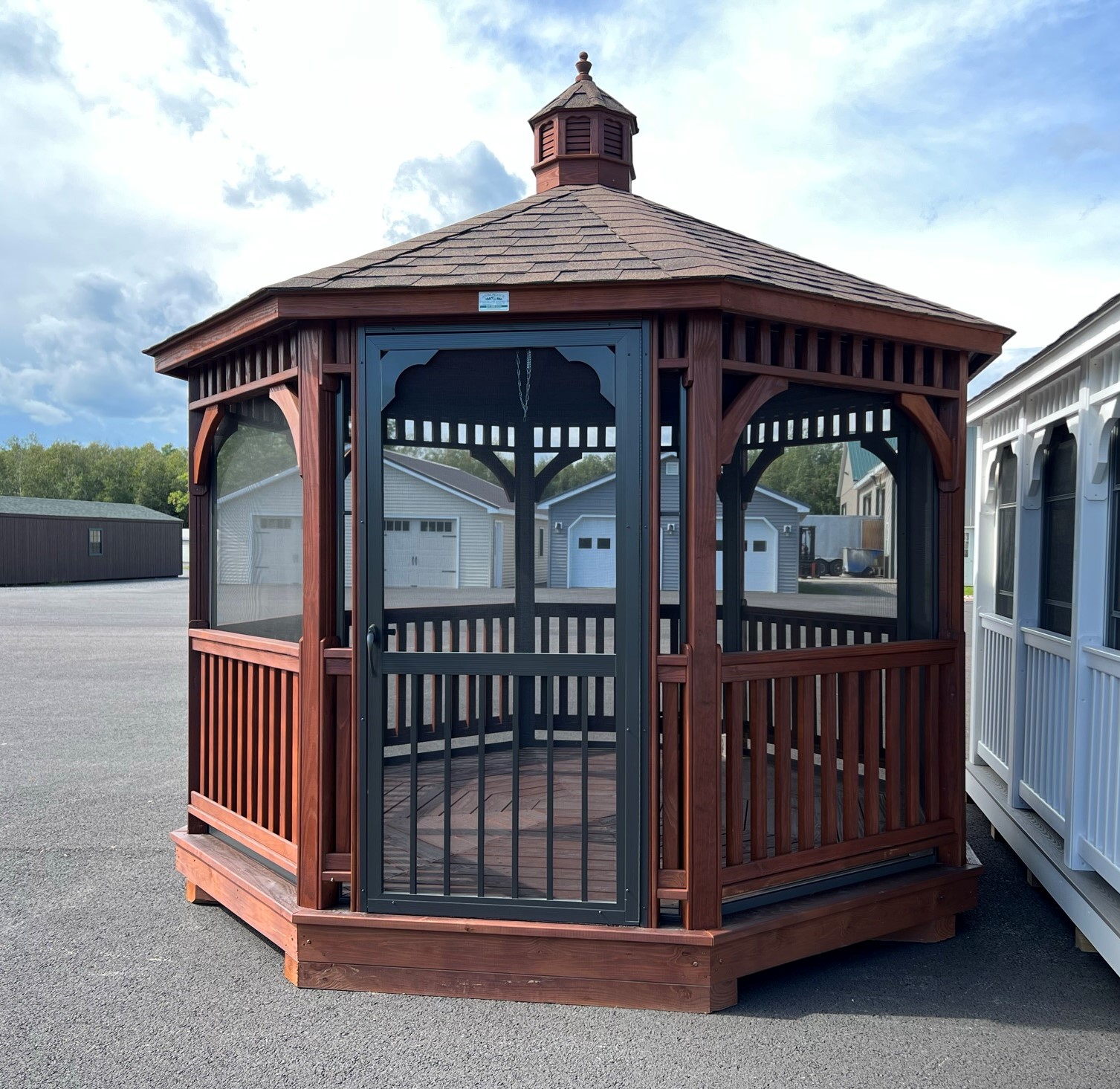 12' Wood Octagon Gazebo Adirondack Storage Barns