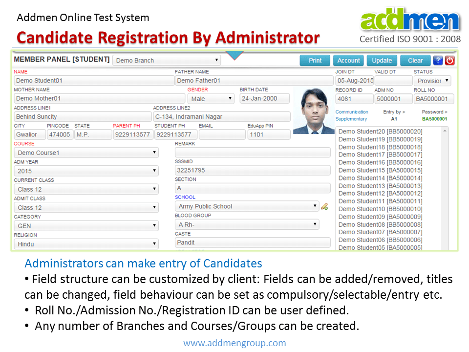Online Test Software Online Candidate Registration