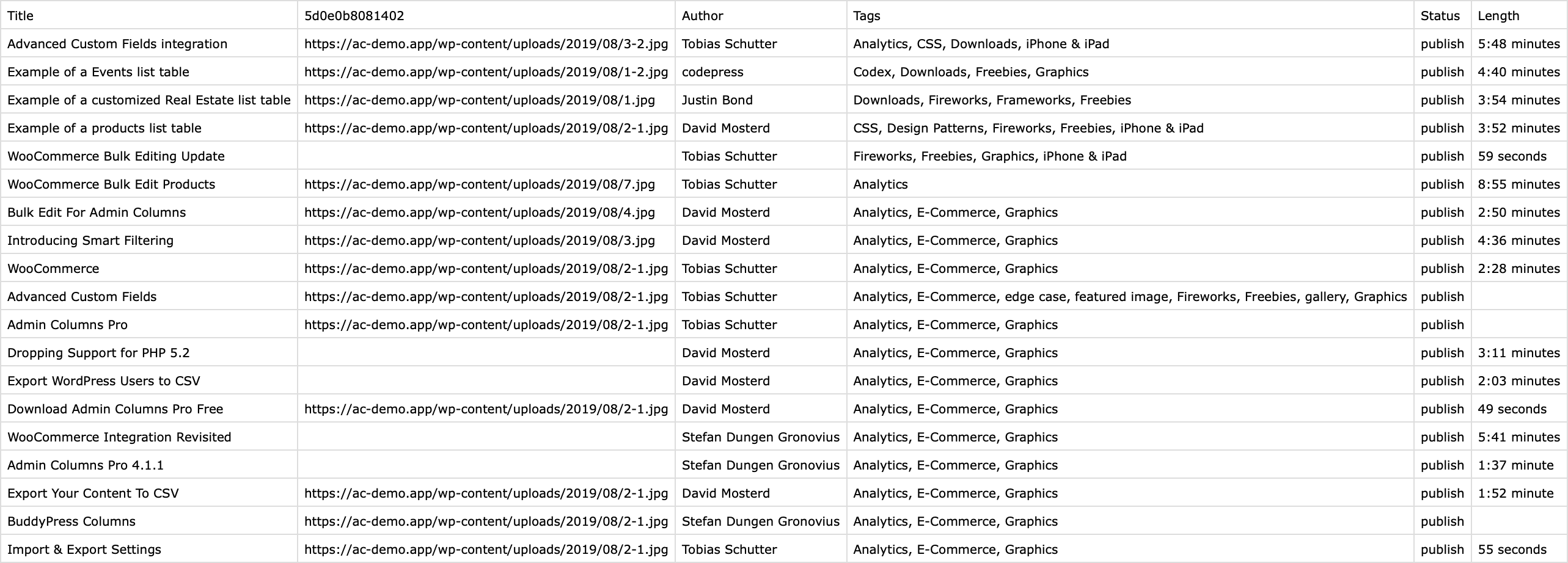 Export your post and custom field data to CSV with Admin Columns Pro