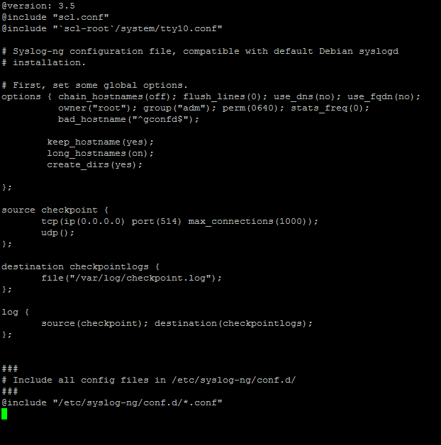 Configuration d'un serveur Syslog pour un routeur Checkpoint