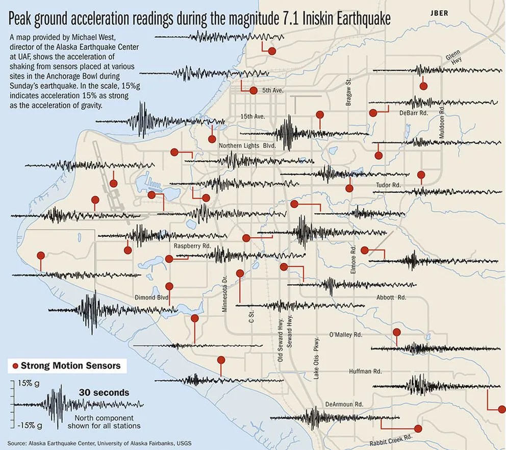 Anchorage Earthquake Map Danger That 7.1 quake shook different parts of Anchorage in very different