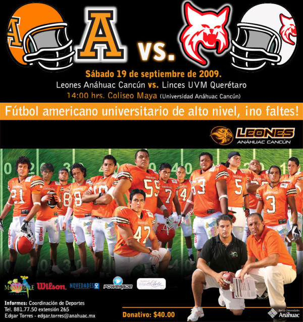Mexico Futbol Americano ONEFA Leones Anahuac vs Linces Queretaro