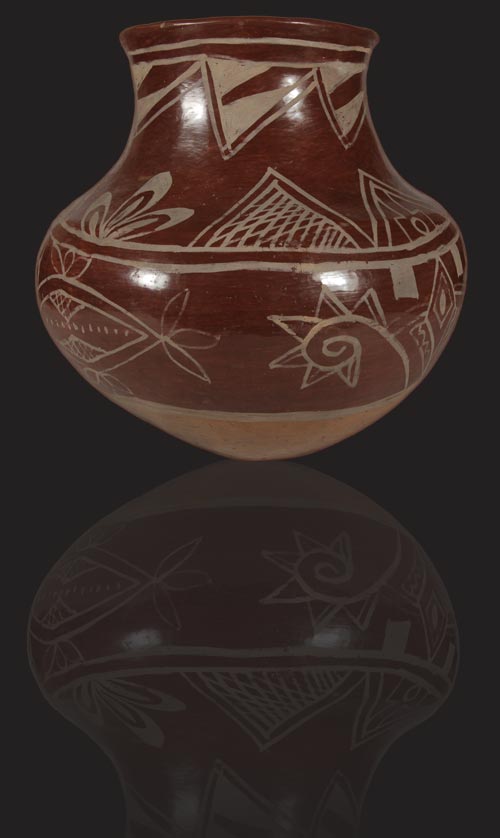 Historic Whiteonred Tesuque Pueblo Olla Southwest Indian Pottery