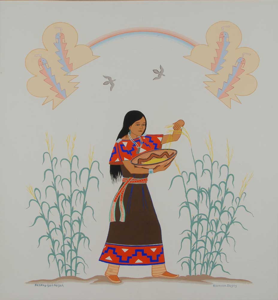 Young Diné (Navajo) Girl Gathering Corn Pollen Adobe Gallery, Santa Fe