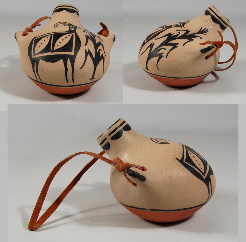KewaSanto Domingo Small Water Canteen by Hilda Coriz Southwest Indian Pottery Kewa Pueblo