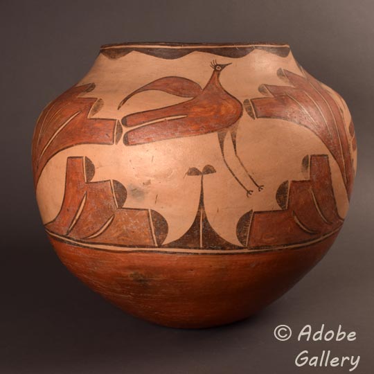 Historic Zia Pueblo Pottery Jar Birds Design 23209 Adobe Gallery