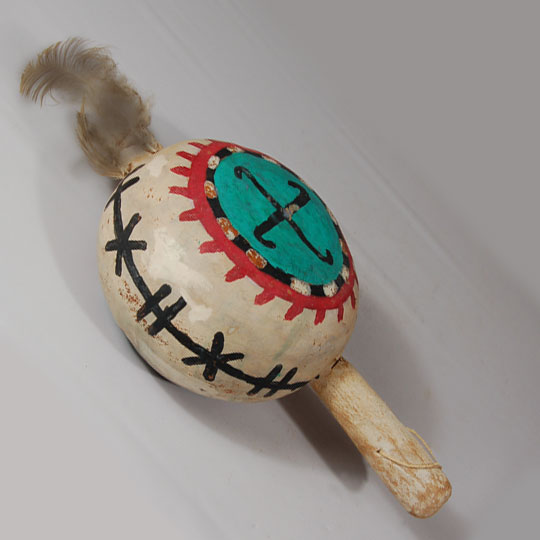Hopi Gourd Dance Rattle of Aya Katsina Design Other Fine Collectibles