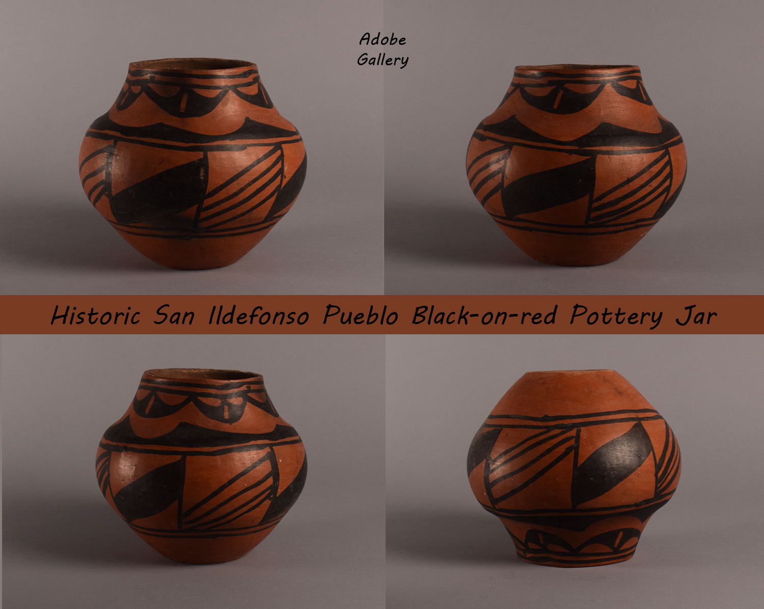Southwest Indian Historic Pueblo Pottery C4516B Adobe Gallery, Santa Fe