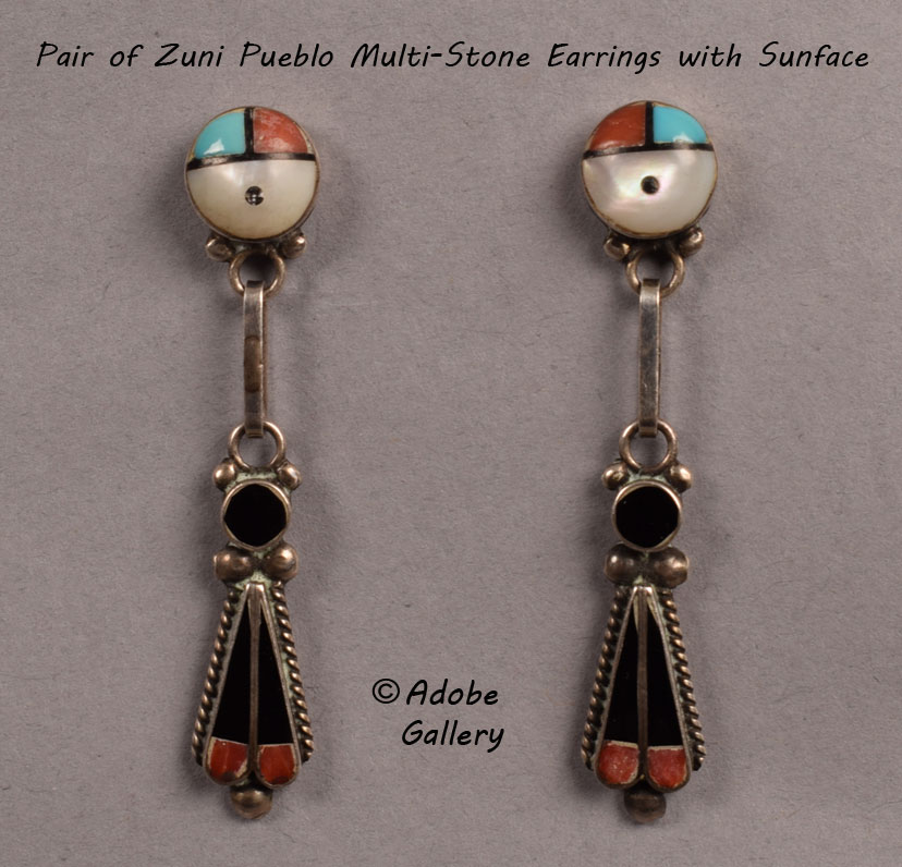 Zuni Native American Jewelry Earrings C464340 Adobe Gallery, Santa Fe