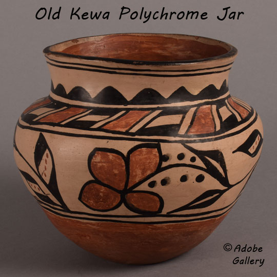 Kewa Southwest Indian Historic Pottery Flowers C4630 Adobe Gallery