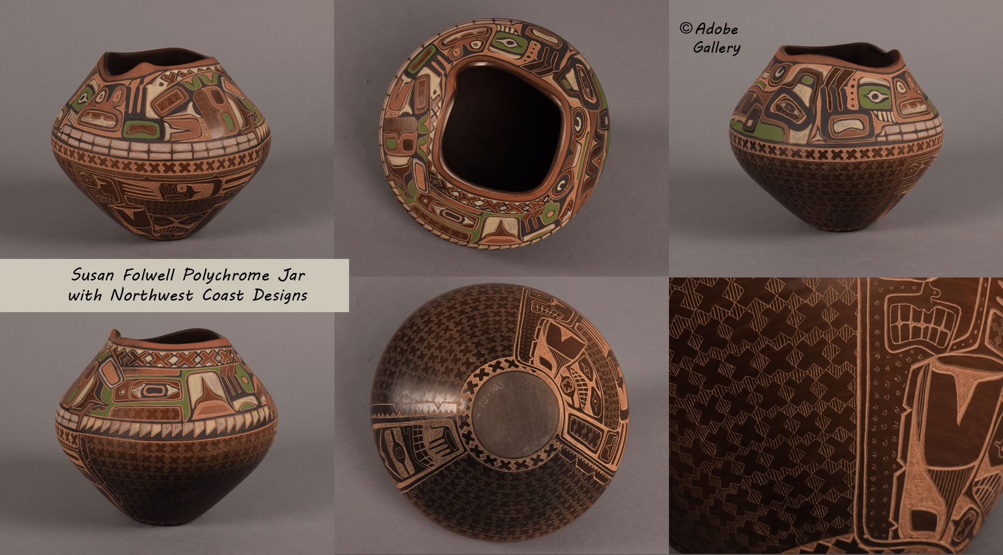 Folwell Southwest Indian Santa Clara Pueblo Pottery C4654J Adobe